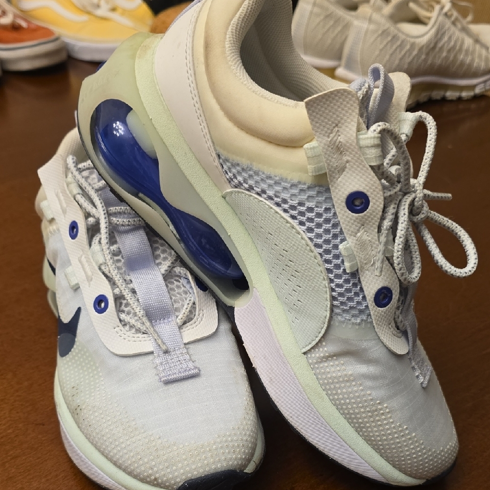 Stylish White and Blue Sneakers